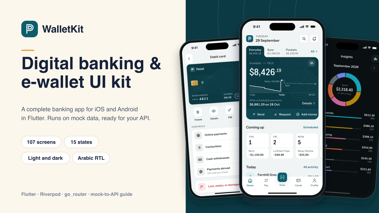 WalletKit - Banking & E-Wallet UI Kit for Flutter cover