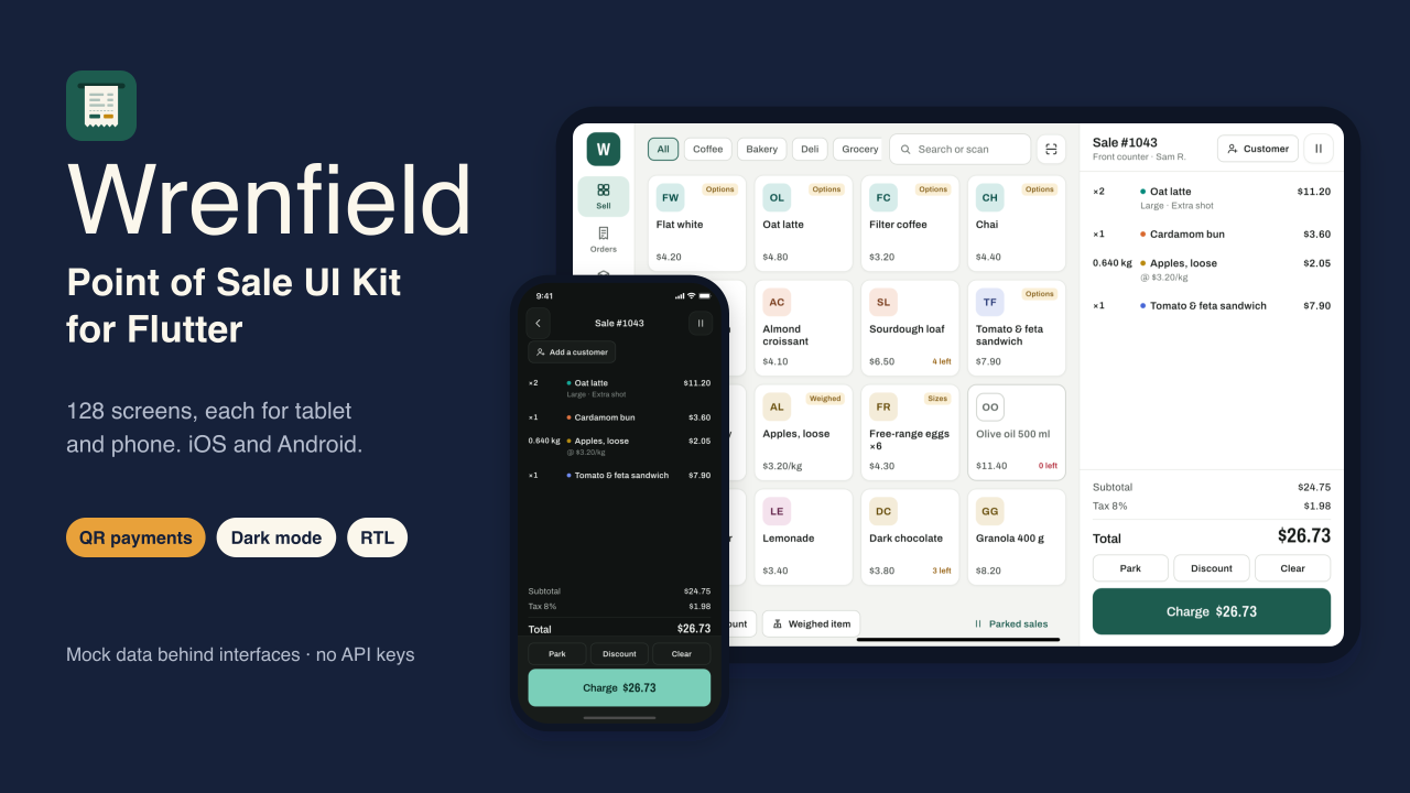 Wrenfield - Point of Sale UI Kit for Flutter cover